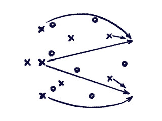 Football. Tactical arrows and lines strategic game
