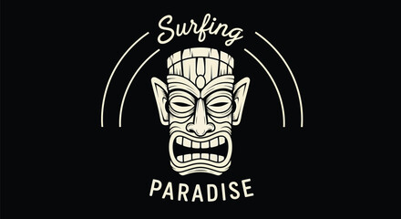 Tiki Mask Logo Design for Surfing.