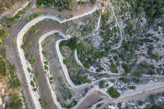 Aerial view, Abandoned Farm, La Trapa, Mallorca, Spain