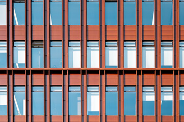 Close-up of the facade of a minimalist style office building