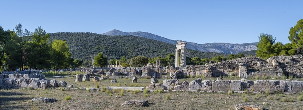 Excavation site site, Catagogion, Asclepieion of Epidaurus, Ancient City of Epidauros, Peloponnese, Greece