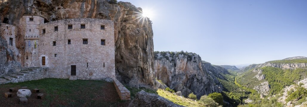 Ancient Byzantine Monastery of the Egg on a Rock Face, Iera Moni Agiou Dimitriou Augou, Peloponnese, Greece