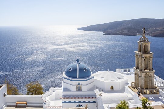 Church of Virgin Mary Evangelistria, View over the Sea, Astypalea, South Sporades, Aegean Sea, Greece