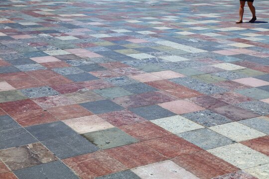 Pavement of Skanderbeg Square (Sheshi Skenderbej) in Tirana city, Albania.