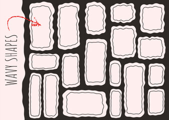 Outlined rectangle shape collection in retro graphic style