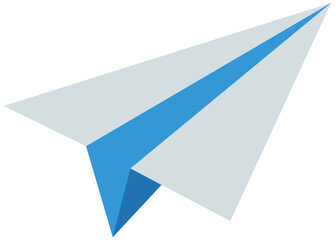 Blue paper plane icon symbolizing childhood creativity, imagination, and flying dreams