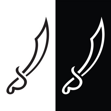 Pirate Sword Silhouette. Black and White Icon Design Element on Isolated White Background Free Vector