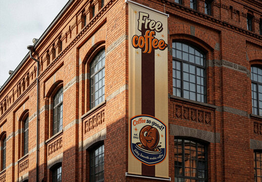 Long Building Banner Mockup