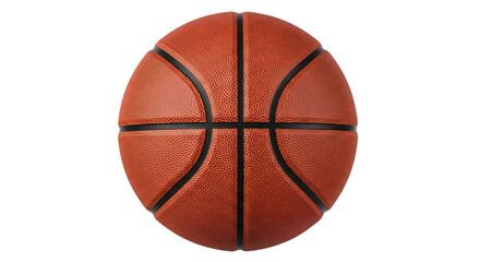 Fototapeta premium Brown leather basketball with black stripes, isolated on transparent background