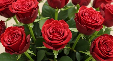 Naklejka premium Beautiful red roses bouquet for valentine's day and anniversary celebration with love and care