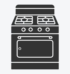 Gas Stove Icon Front View Black Silhouette Kitchen Appliance Vector
