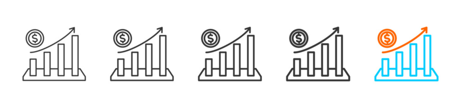 ECONOMIC GROWTH icon set multiple style collection	