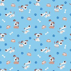 Obraz premium Cute Puppy Seamless Pattern for Baby Nursery Fabric and Wallpaper