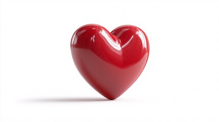 Fototapeta premium Shiny red heart symbol isolated on white background with soft shadow