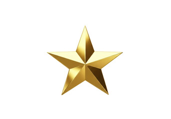 Fototapeta premium Elegant gold star design with smooth reflections isolated on transparent background