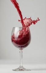 Obraz premium Dramatic Pour of Red Wine into Glass Creating Splash, Isolated on White Background for Advertising