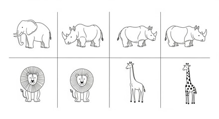 Fototapeta premium Wildlife animals illustrations for kids education and conservation