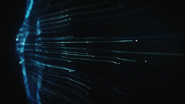 Streaming Lines Digital Technology Background
Hitech digital loop made up of lines and strings fractal flowing and going in and out on dark space background