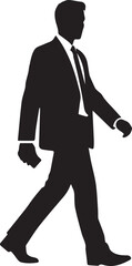 Businessman walking in formal suit professional entrepreneur person in motion vector silhouette