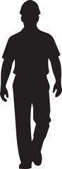 Silhouette of a man walking towards camera vector illustration line art