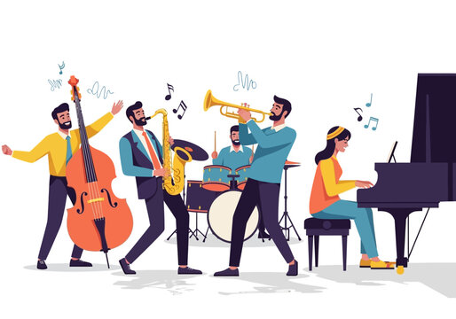Jazz Band Performing Live Music with Diverse Instruments.