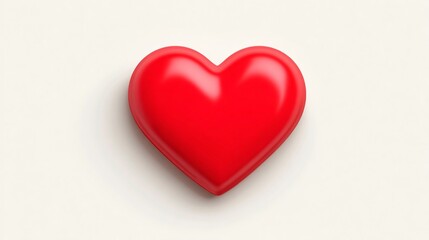 Fototapeta premium Glossy red heart shape on plain light background symbolizing love and care