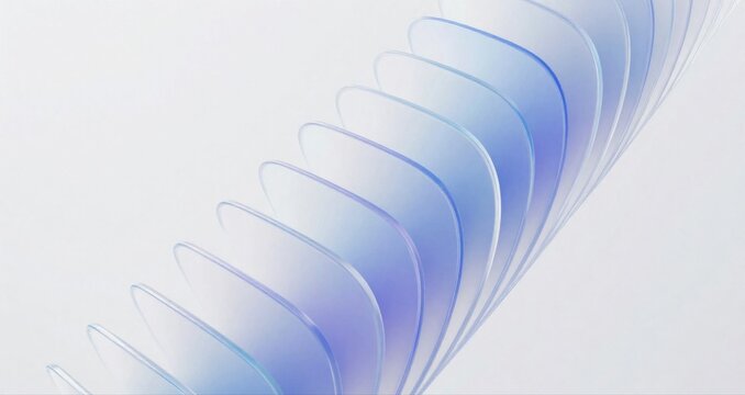 Blue Purple Layered Glass Sheets Fan Wave Abstract 3D Background