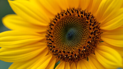 Obraz premium Sunflower seed symmetry explained. Discover sunflower seed patterns. Nature's beauty in sunflower seeds. The science of sunflower seed arrangement.