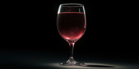 Obraz premium Elegant Wine Glass with Red Wine Isolated on Black Background for Upscale Branding