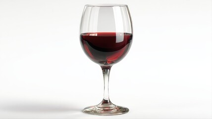 Obraz premium Elegant Glass of Red Wine Against White Background, Perfect for Food and Beverage Advertising