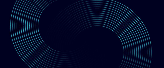 Abstract blue glowing geometric lines on dark background. Modern shiny blue rounded square lines pattern