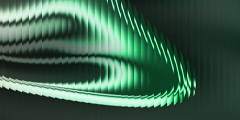 Futuristic green neon abstract wave background with dynamic glowing motion