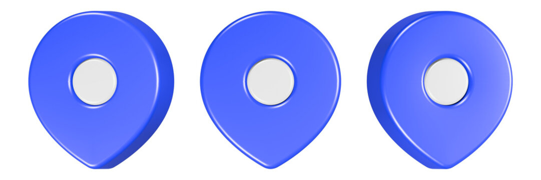 point location icon 3d render blue color