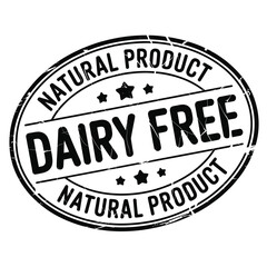 Obraz premium Black stamp with text natural product and dairy free inside an oval frame