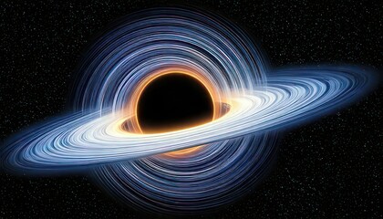 Captivating Black Hole Illustration - A Cosmic Dance of Gravity and Light.