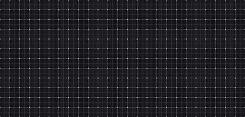 Grid pattern blueprint on black paper background, graph white notebook. Millimeter paper with architect gird and white tech dot. Seamless grid with map checker paper, vector illustration.