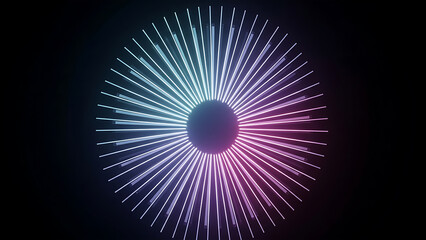 Abstract Circular Neon Light Spectrum on Black Background
