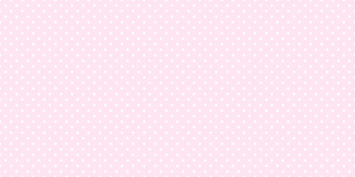 Seamless light pink background with white polka dot pattern. Cute pastel aesthetic, elegant minimalist design for scrapbooking, wallpaper, textile, and greeting cards