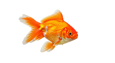Vibrant orange goldfish swimming with flowing fins and scales
