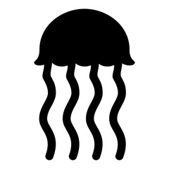 Jellyfish Silhouette Icon Flat Image