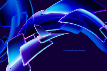 3D squares and rectangles on white background. Art geometric shapes in liquid glass style. Abstract vector design elements.