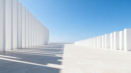 Naklejka premium Minimalist White Architecture with Rows of Columns