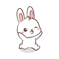 Obraz premium Excited Cartoon Bunny Hopping and Winking at You