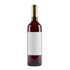 Obraz premium Bottle of red wine with gold cap and blank label isolated on transparent background
