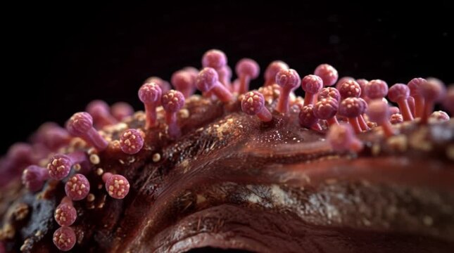 Microscopic View of Tapeworm Scolex Surface Medical Illustration