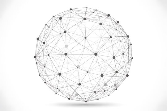 Network globe with connected nodes and lines