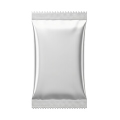 Silver foil pouch packaging isolated on transparent background
