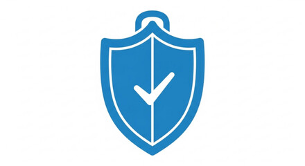 Blue shield icon with a white checkmark on a for security and protection concepts