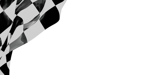 Checkerboard flag waving on a white background, representing success and victory in races. Ideal for sports related cont © vegefox.com