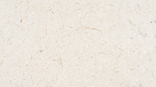 Close up of a light beige textured recycled paper background with visible fibers and speckles.